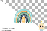 Watercolor blue rainbow clipart, an Illustration by Natalya_Mona_Art (Thumbnail 2 of 3)