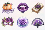 Halloween & Purple Roses Clipart, an Illustration by CreationArt (Thumbnail 4 of 9)
