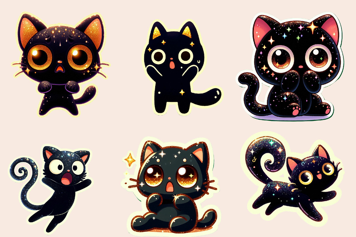 Frightened Black Cat Sticker Clipart, an Illustration by Designworld (Photo 3 of 5)