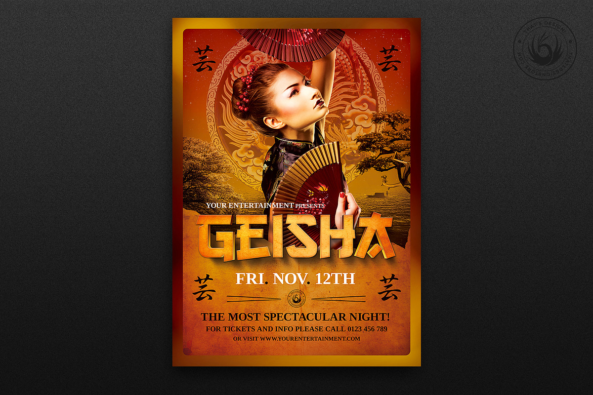 Geisha Night Flyer Template V3, a Flyer Template by ThatsDesignArt (Photo 7 of 7)