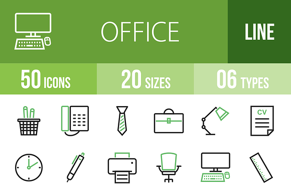 50 Office Green Black Icons