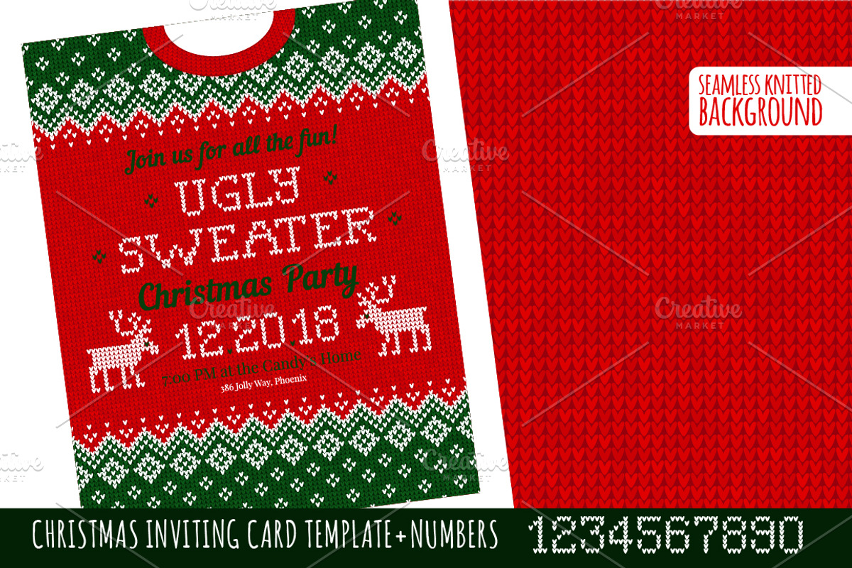 Ugly Sweater Х-mas Party Invite GR, a Card Template by VasilkovS