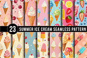 Summer Ice Cream Seamless Pattern, an Illustration by DreamArtGraphic (Thumbnail 1 of 5)