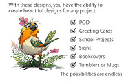 Floral Cute Birds Clipart, an Illustration by Pixels.Craft (Thumbnail 3 of 5)