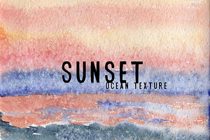 Sunset and ocean watercolor
