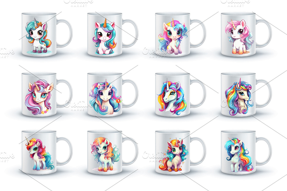 Big bundle of Cute unicorns. TShirt, an Animal Illustration by KENO Mascots (Photo 7 of 10)