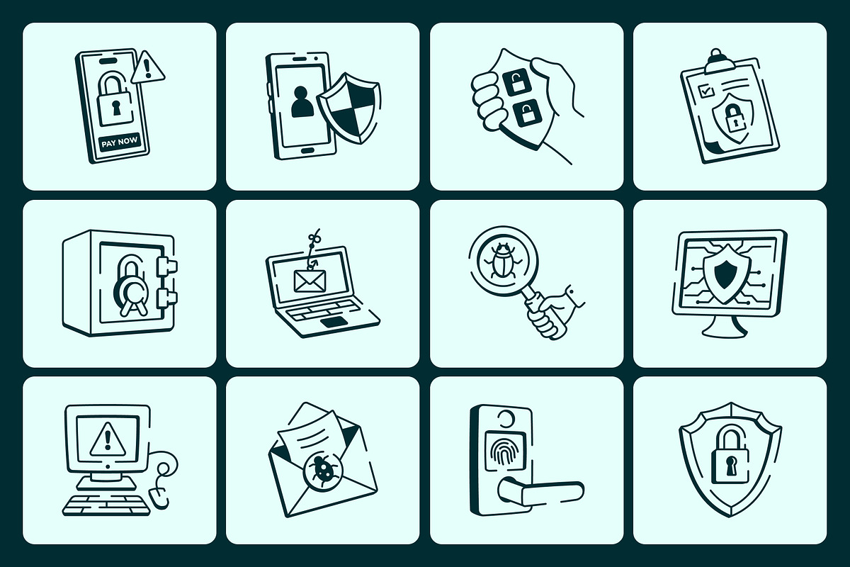 Animated Cyber Security Doodle, an Outline Icon by Vectors Market (Photo 4 of 5)