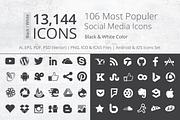 212 B/W Social Media Icons, an Icon by ArtFusion (Thumbnail 1 of 5)