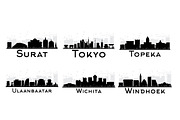 30 City Skyline Silhouettes Set 4, an Illustration by Booblgum (Thumbnail 4 of 6)