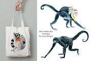 Watercolor Happy Monkeys, an Animal Illustration by Anastasia (Thumbnail 6 of 13)