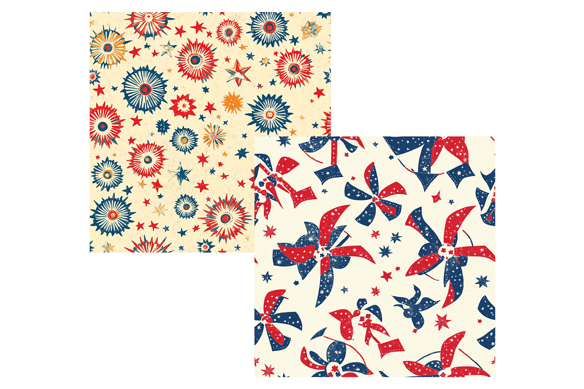 Vintage 4th of July Digital Paper, a Seasonal Illustration by Designking (Photo 4 of 5)