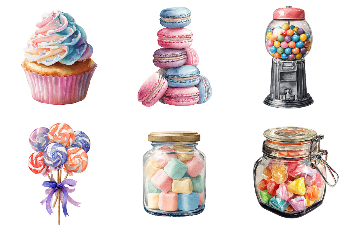 Pastel Sweets Clipart Bundle, an Illustration by Design Market (Photo 2 of 3)