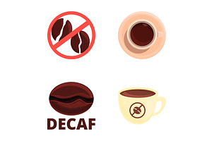 Decaf Icons Set Cartoon Vector. Cup