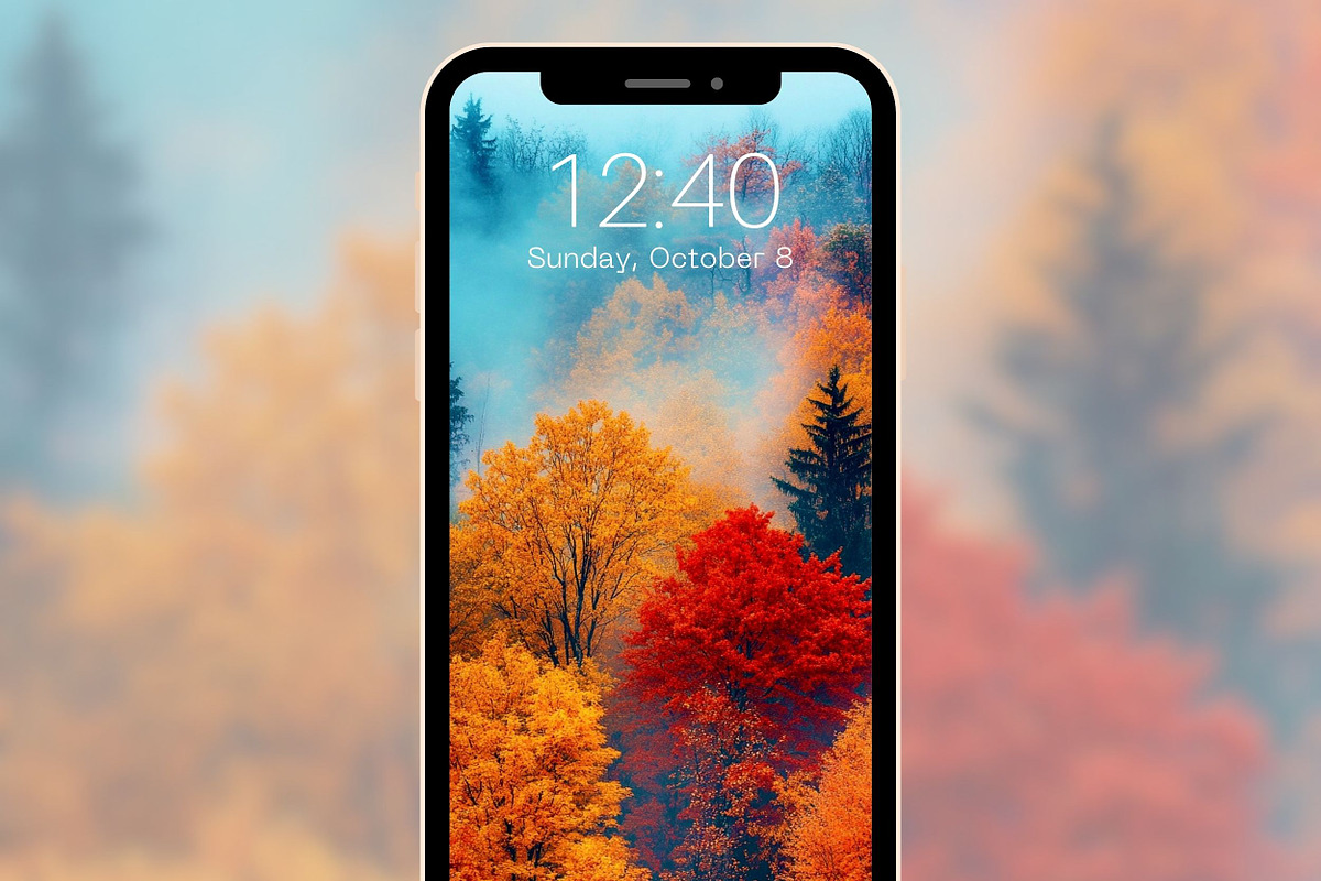 Autumn Forest Phone & iPad Wallpaper, a Graphic by Kalindiprints (Photo 5 of 6)