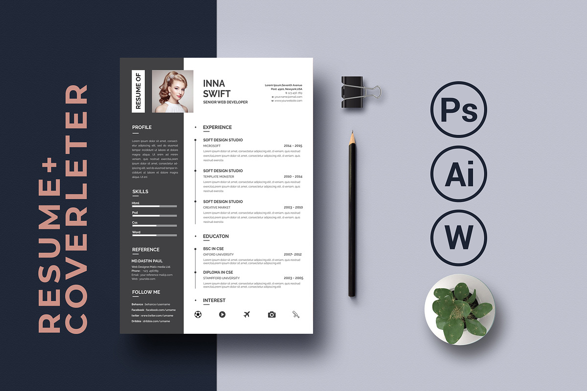 Professional Resume CV Template, a Resume Template by Blackcloud_Creations (Photo 8 of 8)