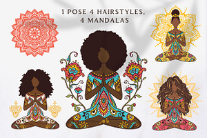 Afro Black Woman Yoga Pose