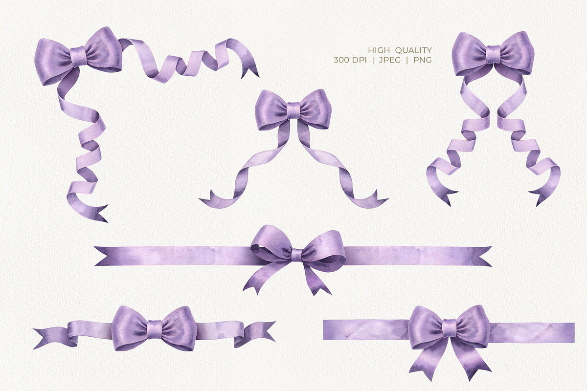 Bows Ribbons Watercolor Set, a Decorative Illustration by YarovaArt (Photo 4 of 7)
