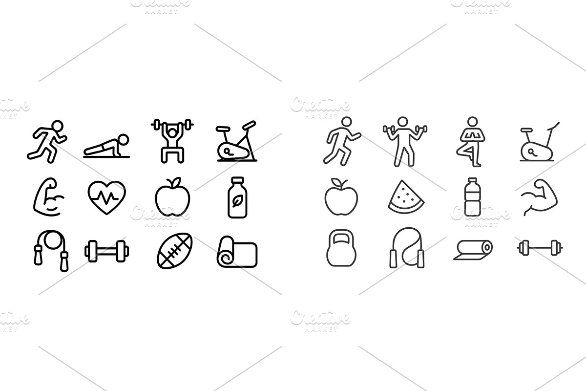 Fitness icons representing various, a Food Illustration by ZinetroN