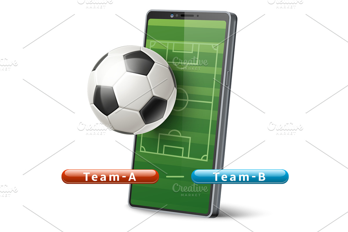 Realistic smartphone with soccer, a Technology Illustration by Vectorbuum