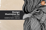 Rooster T-shirt design (Hand drawn), an Illustration by Soir Creative (Thumbnail 1 of 3)