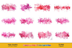 Pink Color Ink Splatter Png