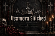 Vexmora Stitched – Distressed Font