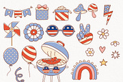 4th of July Clipart, Retro 4th july, a Decorative Illustration by TitaLivingArt (Thumbnail 5 of 9)