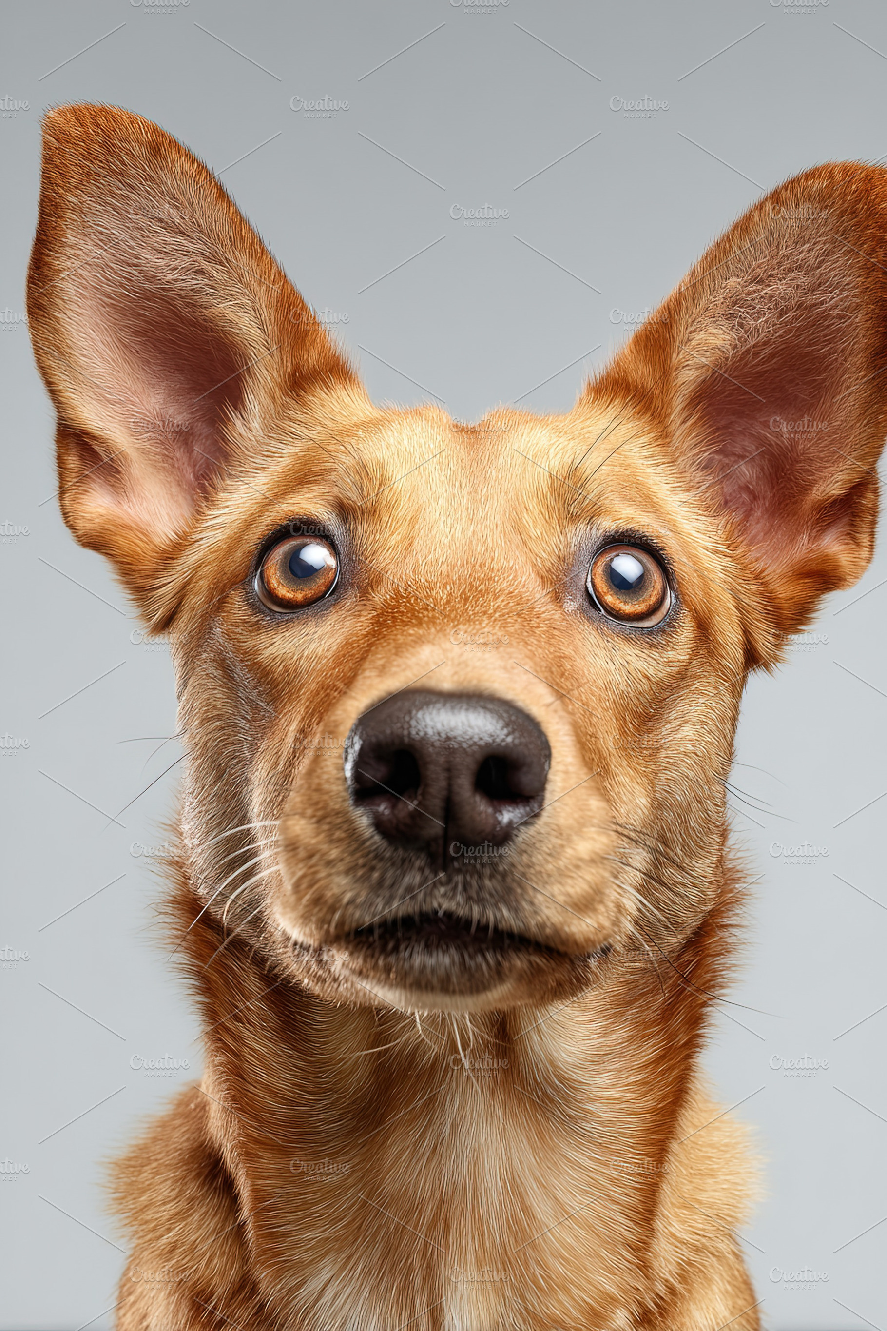 Close-up portrait of an alert brown dog with large ears and expr, an Animal Photo by Ales Munt