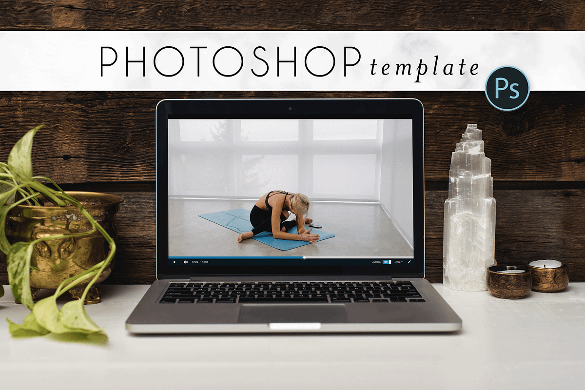 Yoga and Ivy Laptop Mockup, a Books & Magazine Mockup by Ashley Alexandra Design (Photo 1 of 6)
