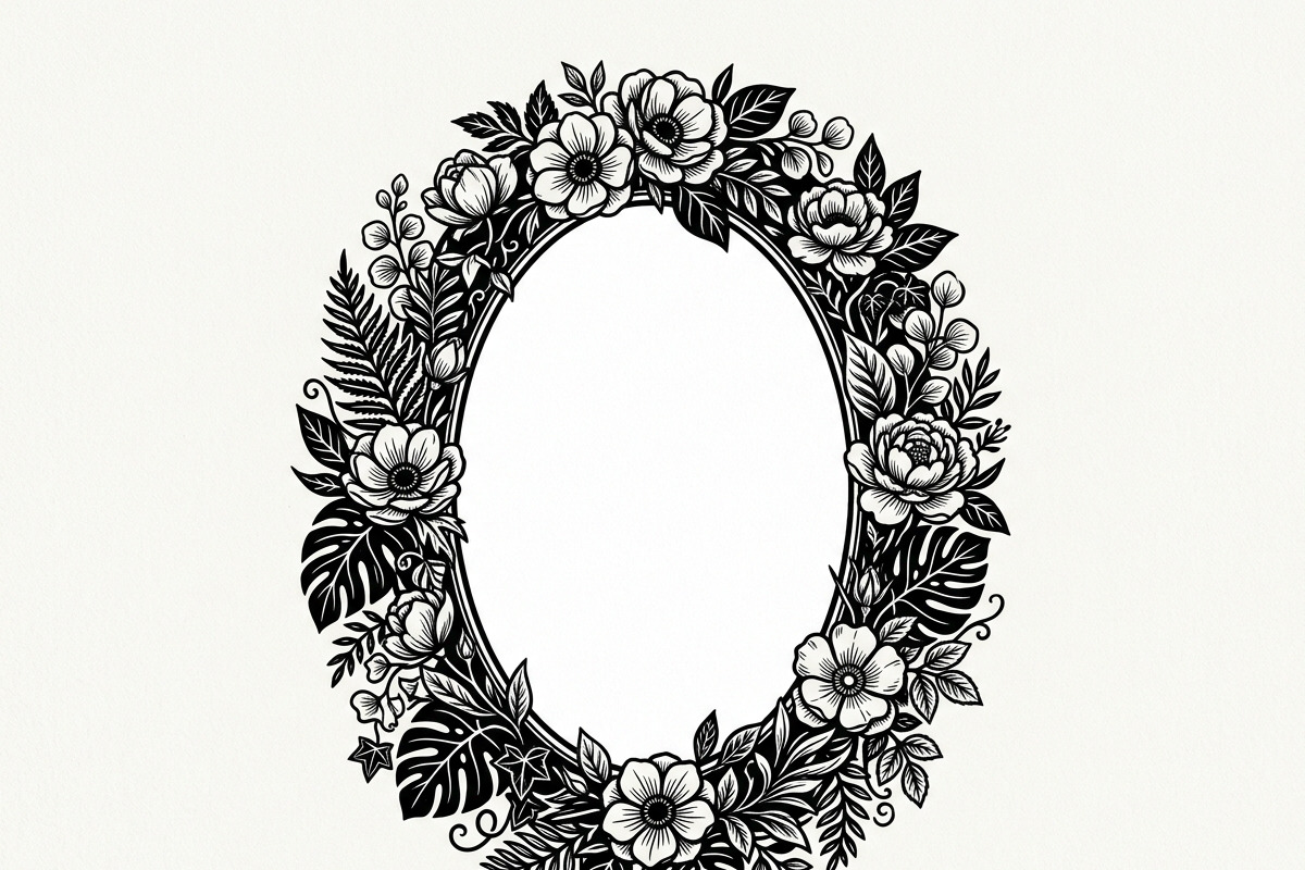 50 Elegant Floral Oval Mirror Frame, a Decorative Illustration by Amazin_art (Photo 29 of 34)