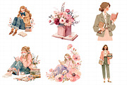 Blush Book Lover Clipart Bundle, an Illustration by Daily.Designs (Thumbnail 5 of 7)