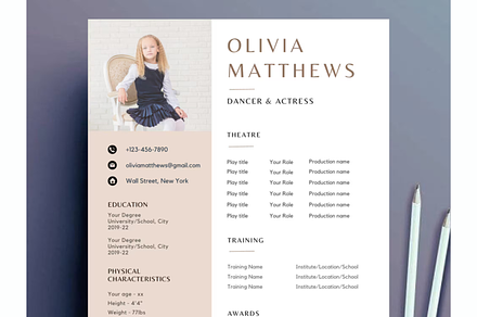 Child Actor Resume Template CANVA, a Resume Template by Climbwithelevator