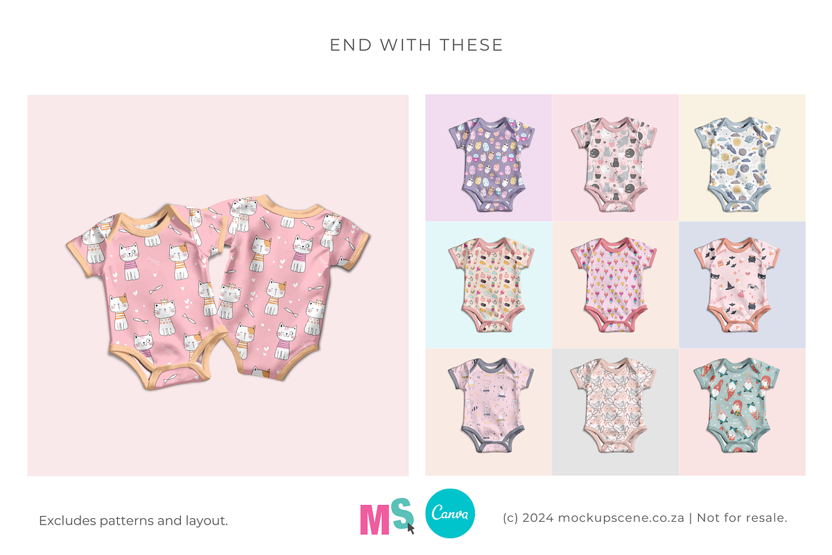 Baby One Piece Canva Smart Mockup, an Apparel Mockup by Mockup Scene (Photo 12 of 16)