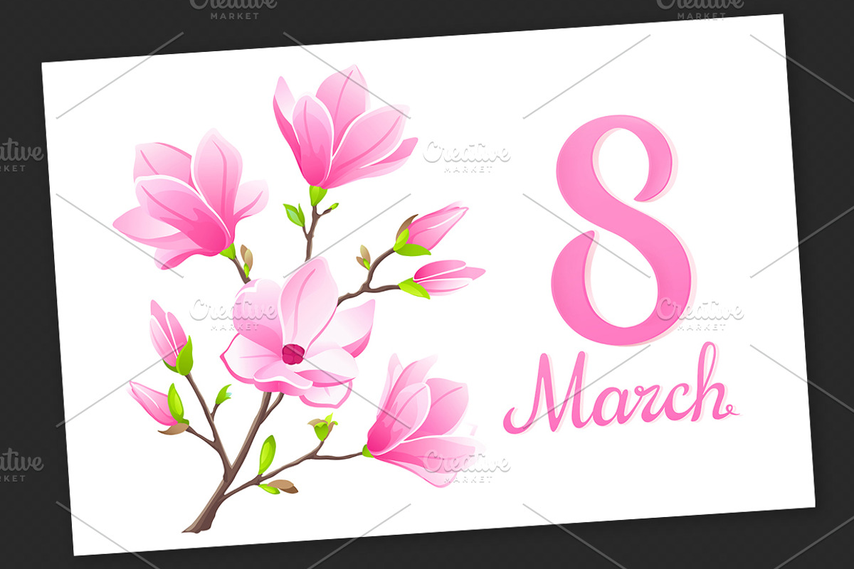 SET / 8 / Magnolia Textures, 8 march, a Decorative Illustration by Nadin_Lebedeva (Photo 4 of 6)