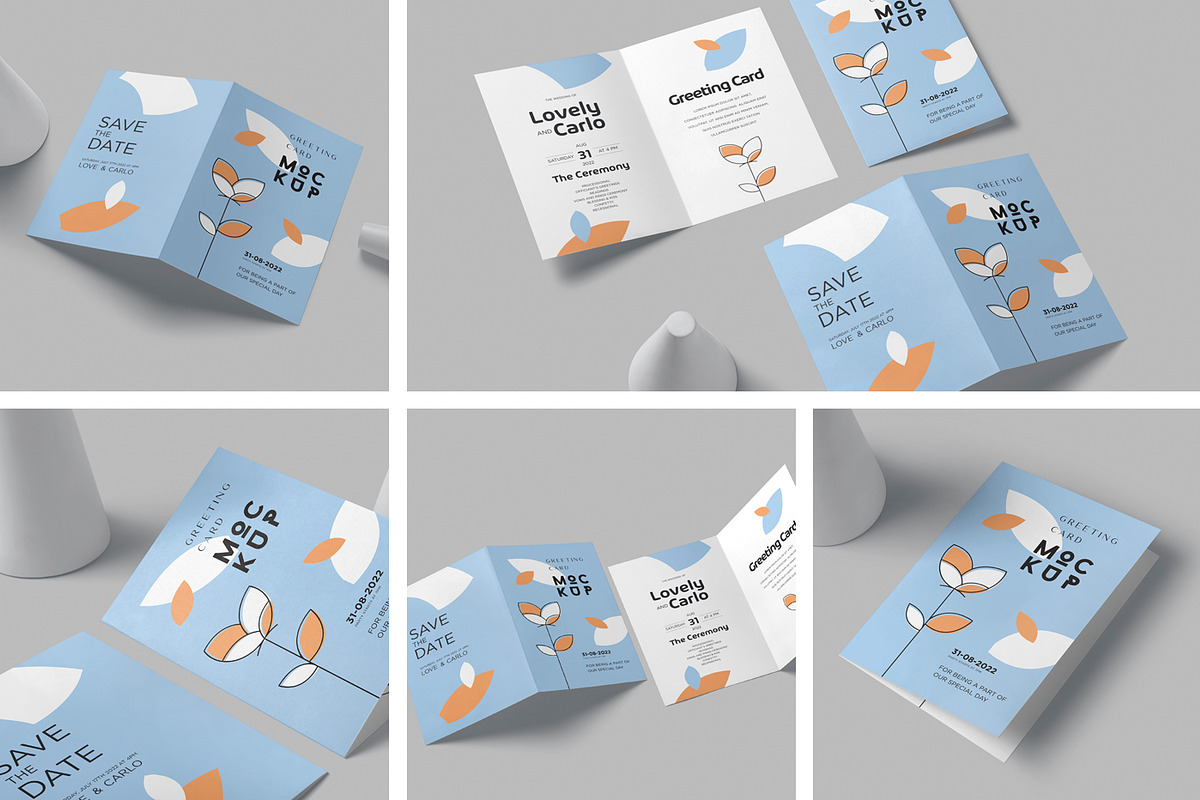 A6 Bifold Greeting Card Mockups, a Product Mockup by DesignNeutrons (Photo 2 of 7)