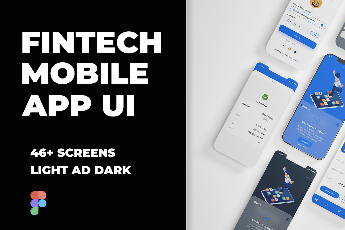 Fintech Mobile App UI Kit, an UI Kit Template by Simona Meleca