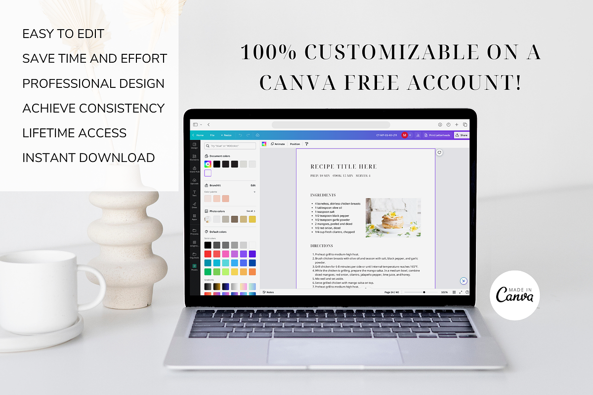Minimal Cookbook Template CANVA, a Templates & Theme by OrganizationOasisRo (Photo 7 of 10)