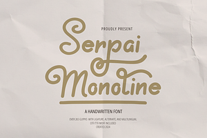 Serpai Monoline | Handwritten Font, a Handwritten Font by gracetype_studio