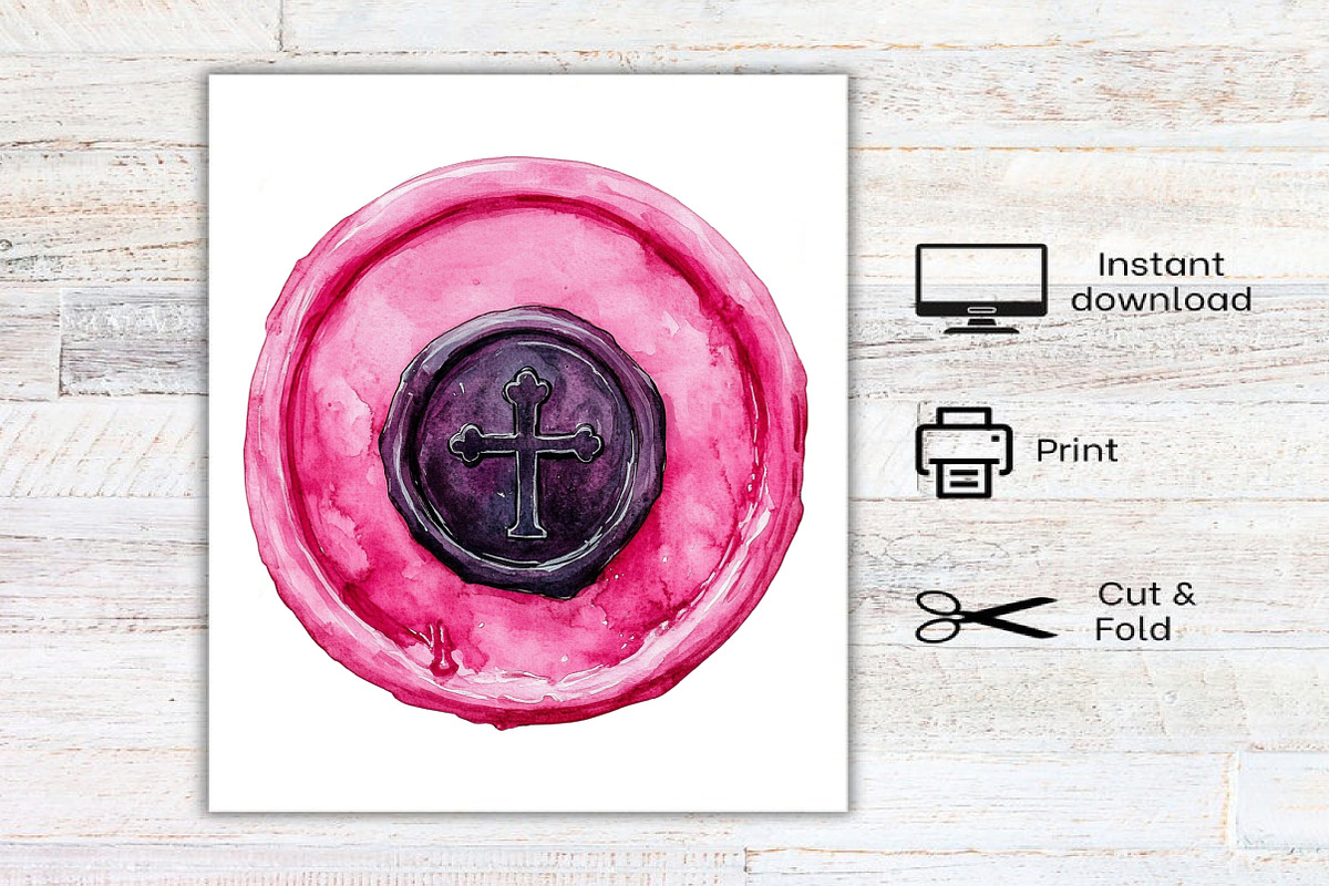 Halloween Black Pink Wax Seal, an Illustration by Canvas Craft (Photo 8 of 8)