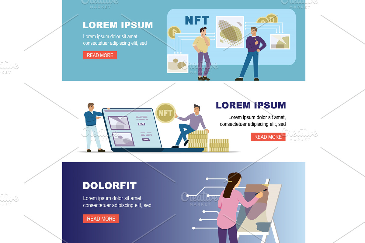 NFT concept. non fungible token, a Technology Illustration by Multigon