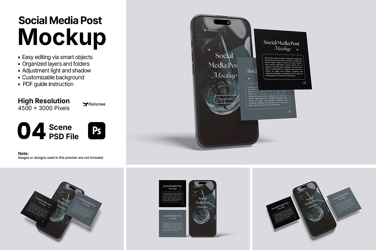 Social Media Post Mockup Bundle Set, an Advertising Mockup by Rielismee (Photo 1 of 5)