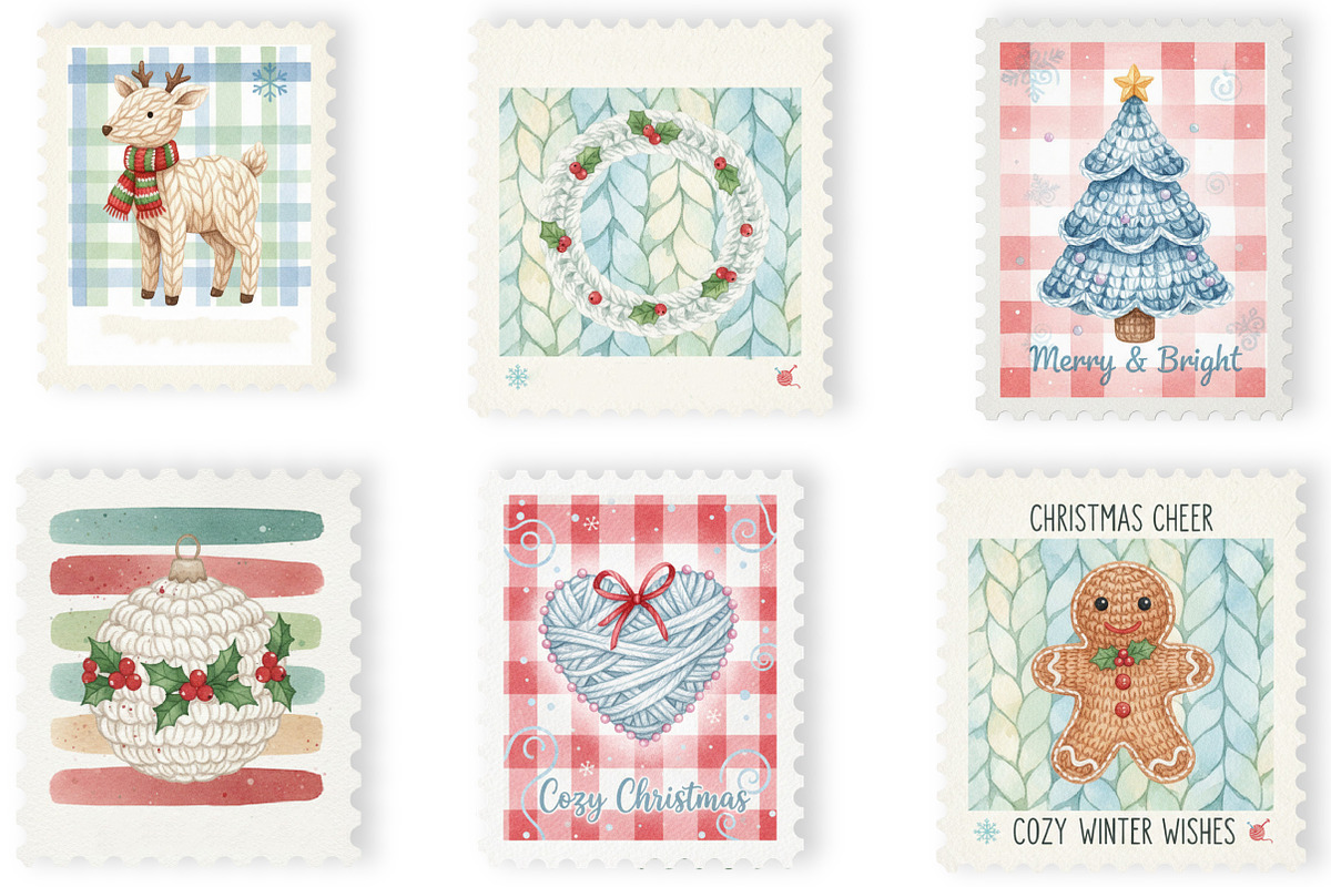 Faux Yarn Christmas Postage Stamp, an Illustration by Designking (Photo 2 of 5)