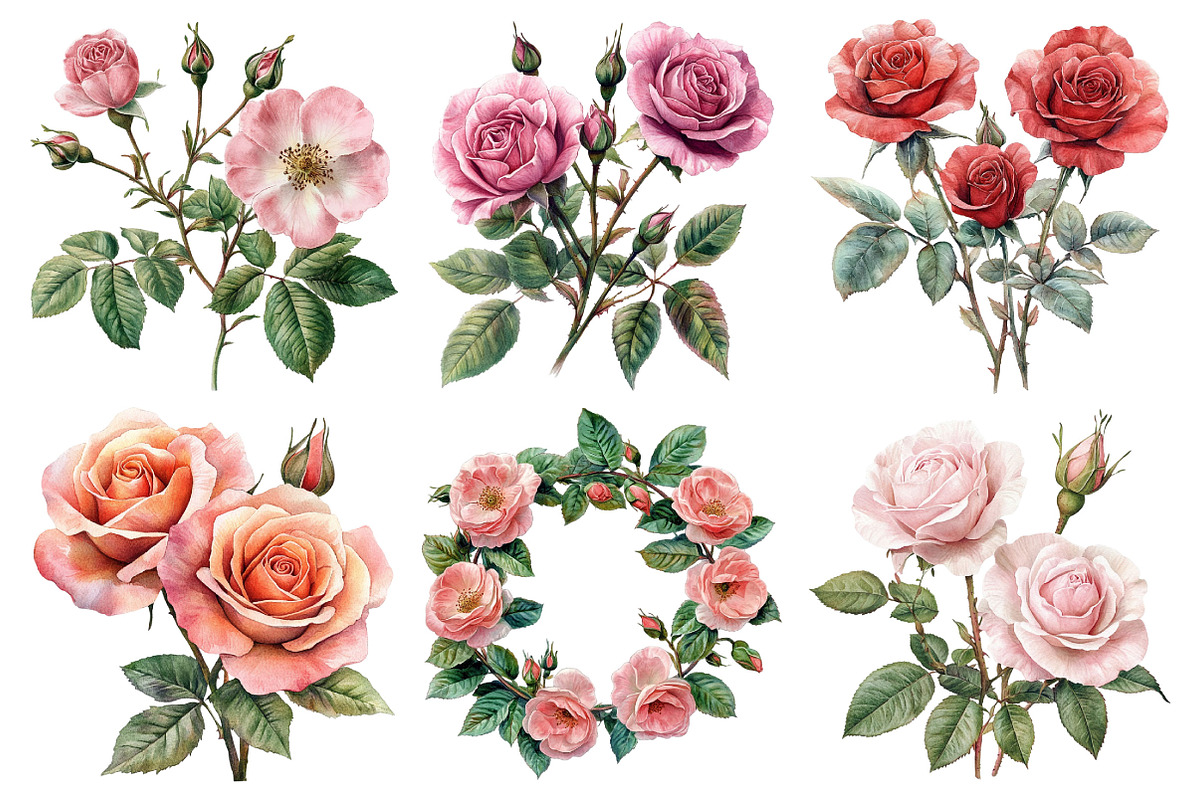 Spring Lithograph Roses Clipart, an Illustration by Pixels.Craft (Photo 2 of 7)