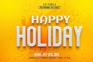 Happy Holiday 3D Editable Psd Text