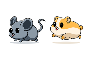 cute mouse & mouse running cartoon