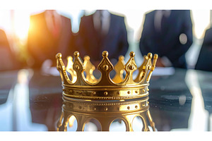 Golden crown placed on glass table, a Business Photo by Igor Tichonow