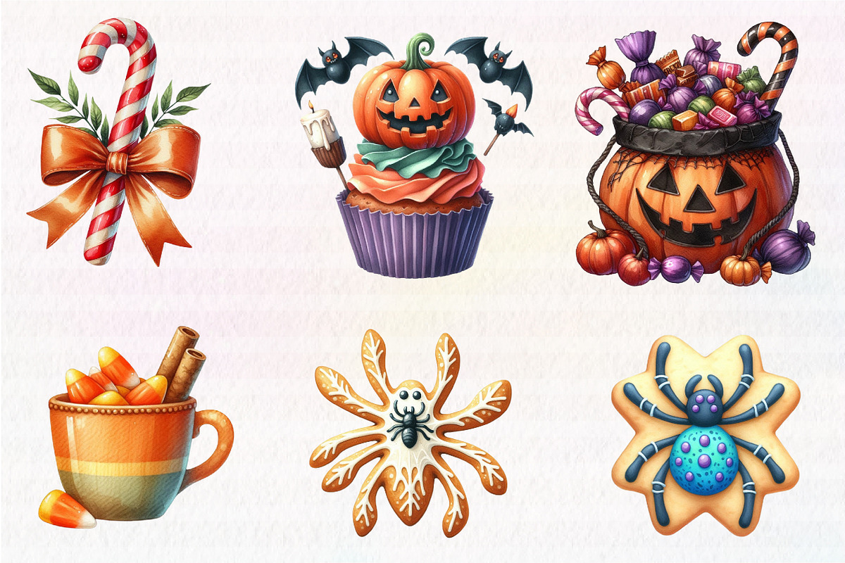 Watercolor Halloween Sweets Clipart, an Illustration by CreationArt (Photo 2 of 6)