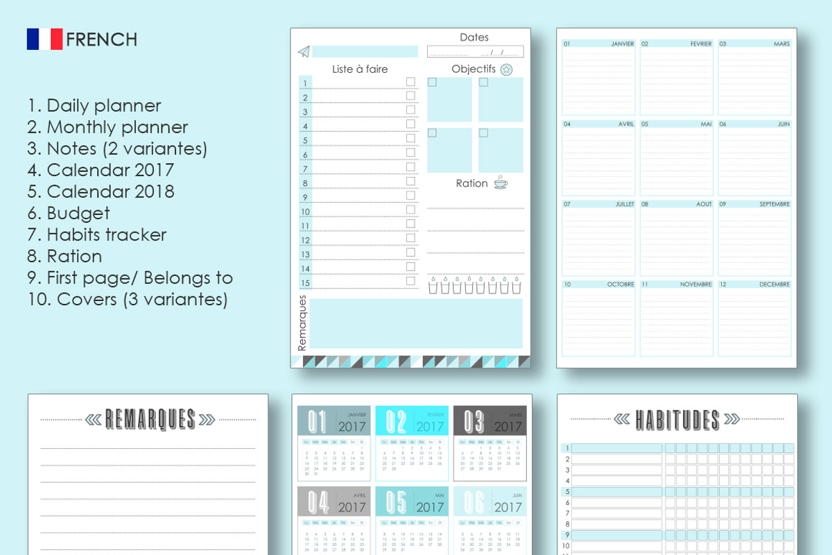 Planner kit vol.1 - 4 languages!, a Stationery Template by Lina_Lisichka (Photo 3 of 5)