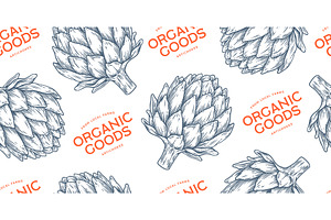 Artichoke, vegetable. Seamless, a Food Illustration by Foxys Graphic