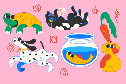 Pink Pets Illustration, an Animal Illustration by graphicook